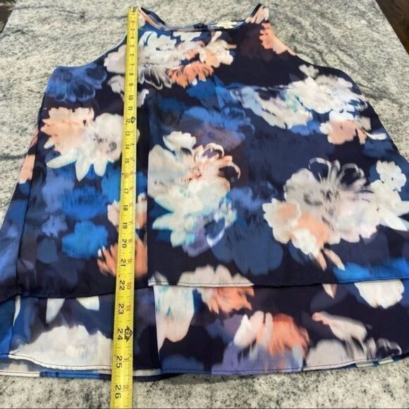 Saint Tropez West Small Watercolor Floral Tank Top Flowy Dressy Sleeveless Top - Picture 7 of 8